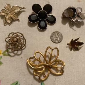 6 Flower and leaf pins
